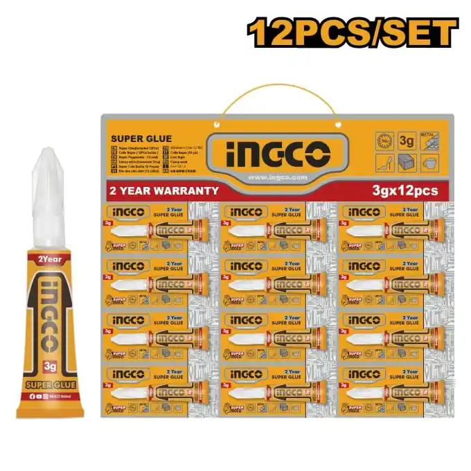 Reducere de preț Super Glue 3g (12 buc/set) INGCO HSGU3122 – Adeziv Instant pentru Reparatii Precise si Durabile