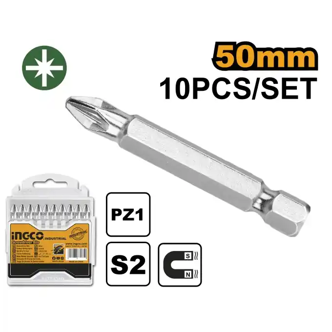 Set Biti PZ2 Lungi 50mm, 10buc INGCO SDB11PZ223 Reducere extra