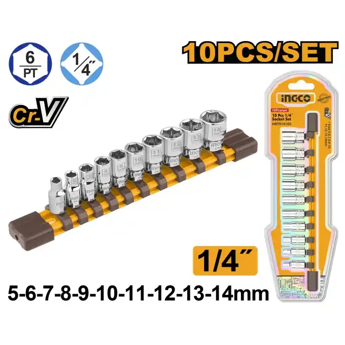 Preț redus Trusa Chei Tubulare Scute 1/4 10 Buc INGCO HKTS14103