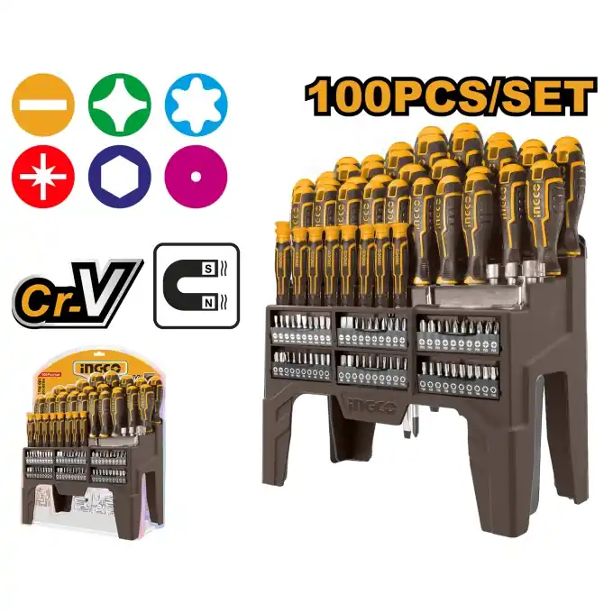 Set trusa Surubelnite si Biti 100 buc Ingco HKSD10028 Livrare expres
