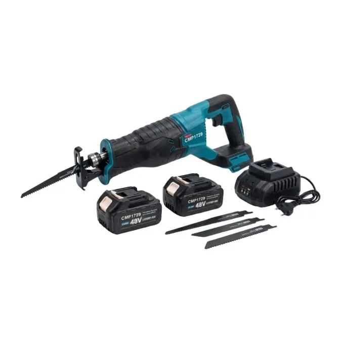 Cel mai vândut Fierastrau sabie 48v, cu 2 acumulatori Li-Ion, accesorii incluse, valiza transport, 4 lame incluse Campion CMP1729