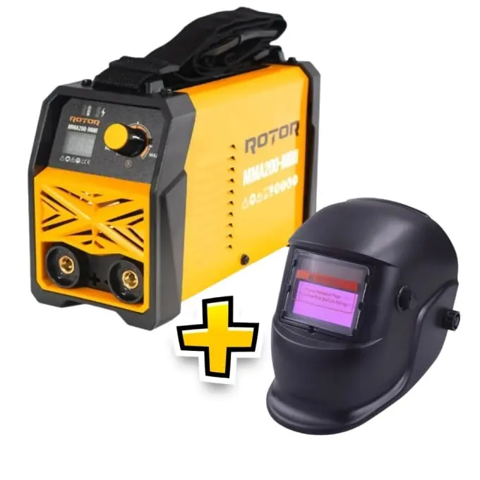 *Super Pachet* Aparat de sudura LCD Color ROTOR MMA200-MINI + Masca de sudura automata Campion CMP1310 Premium