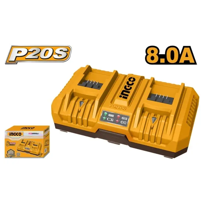 Noutate Incarcator rapid Dublu 8A acumulator P20S - Ingco FCLI2082