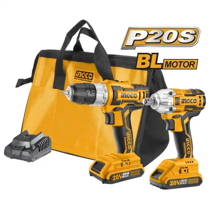 Chilipir Set Masina de insurubat bormasina + pistol impact 20V 1/2 cu 2 Acumulatori Ingco CKLI2007