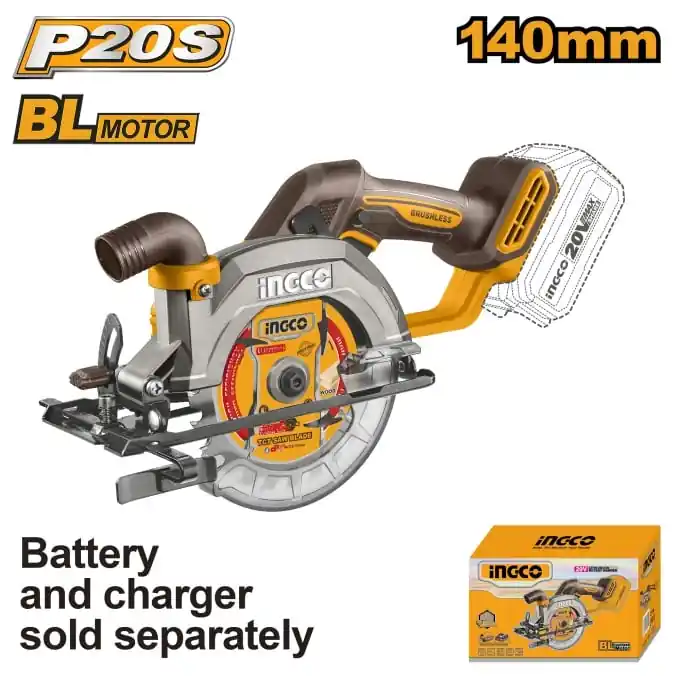 Noutate Fierastrau Circular de Mana 20V 140mm, 6300rpm, brushless Fara acumulator Ingco CSLI1402