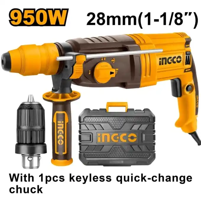 Ciocan Rotopercutor bormasina cu percutie SDS 950W cu Mandrina Automata 28mm Ingco RGH9528-2 Popular