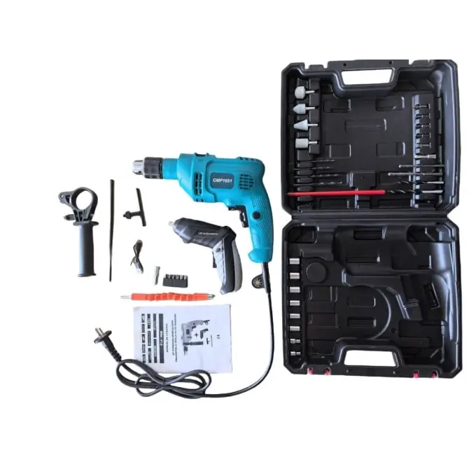 Cel mai bun preț Masina de gaurit bormasina cu percutie + surubelnita electrica, 35 piese, valiza, Campion CMP1651