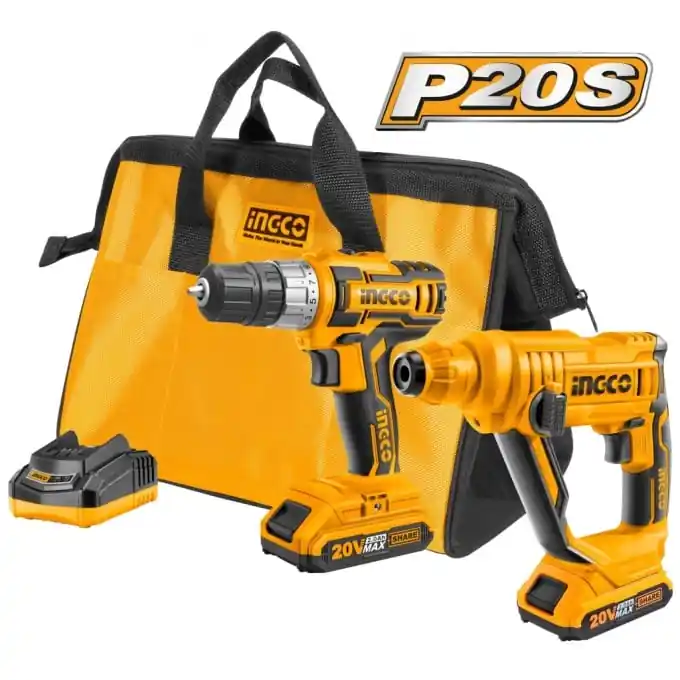 Masina de insurubat + rotopercutor 20V cu 2 Acumulatori bormasina Ingco CKLI2008 Cumpără acum