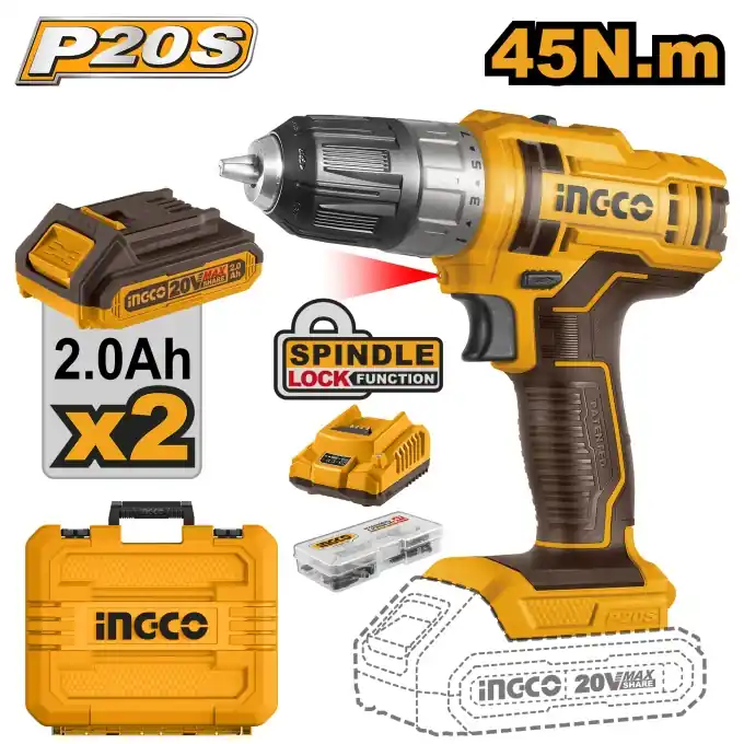 Masina de insurubat Bormasina 45Nm 20V cu 2 Acumulatori si Geanta Ingco CDLI200528E Preț mic