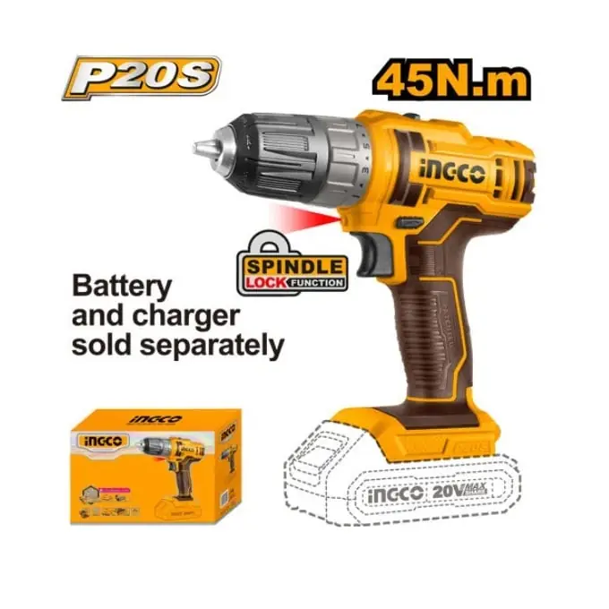 Masina de insurubat Bormasina 45nM, 15+1 trepte, 1500rpm, 20V Fara Acumulator Ingco CDLI200515 Cel mai bun preț