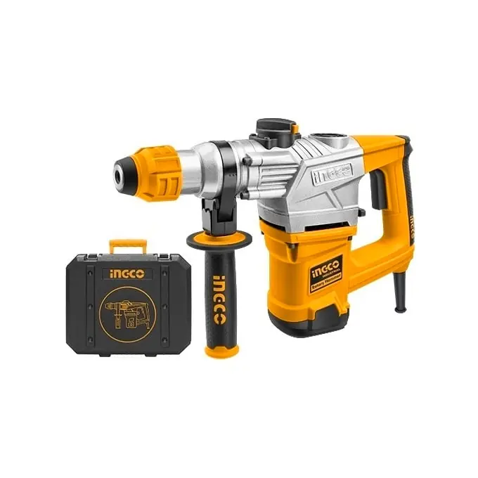 Plată sigură Ciocan rotopercutor 1250W, 5J, 850rpm, 3800bpm, SDS Plus, cu 3 burghie si 2 dalți, INGCO RH12008