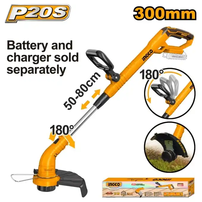 Trimmer electric coasa 20V, 7800 rot/min - Fara acumulator Ingco CGTLI20018 Preferatul clienților