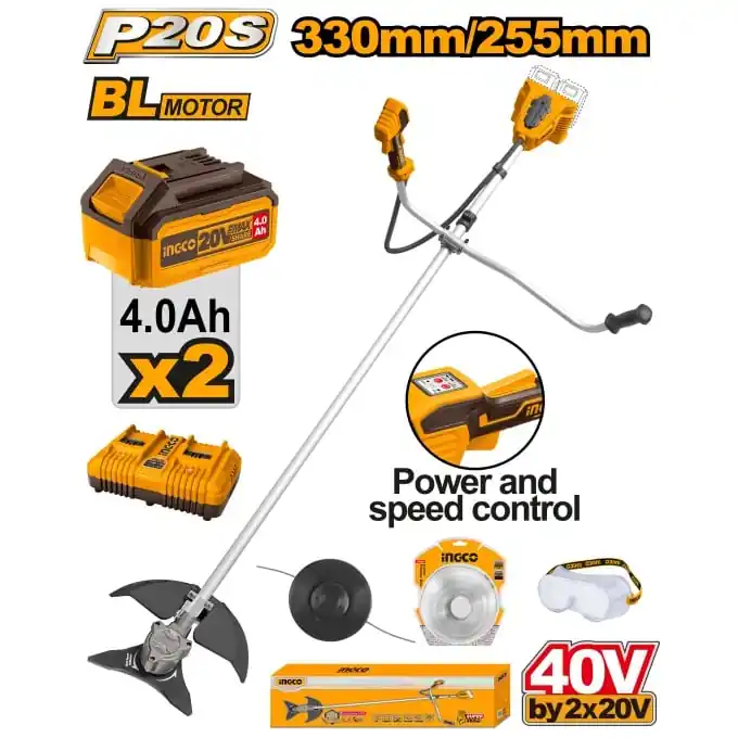 Chilipir Motocoasa trimmer electric 40V cu 2 acumulatori 4Ah, Ingco CSTLI202522