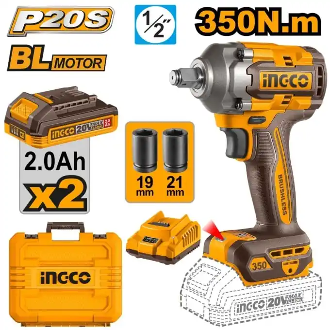 Vezi acum Fieletantă cu Impact 20V 1/2" Brushless, 350Nm, cu 2 Acumulatori și Valiză – INGCO CIWLI2035