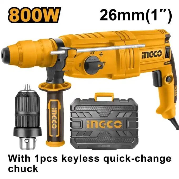 Ciocan Rotopercutor SDS 800W, 2.5J cu Mandrina Automata, Ingco RGH9028-2, Livrare rapidă