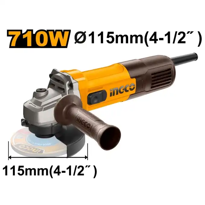 Ofertă limitată Polizor unghiular (flex) 710W, 115mm, 12000rpm, INGCO AG7118