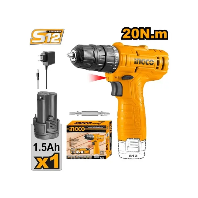 Bestseller Masina de gaurit si insurubat autofiletanta cu acumulator 12V Super Select (S12), Ingco CDLI12415