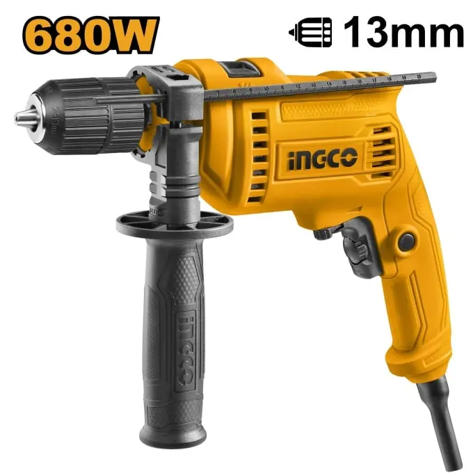 Reducere de preț Masina de gaurit Bormasina 680W cu Impact Mandrina Automata Ingco ID68082