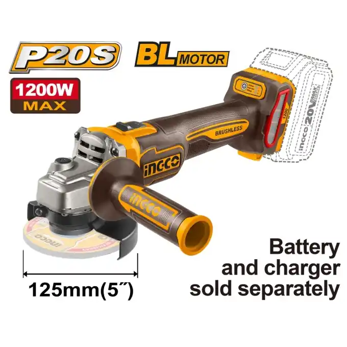 Polizor Unghiular Brushless 20V 125mm 1200W INGCO – CAGLI221253 – Putere Maxima si Control Profesional Ofertă de sezon