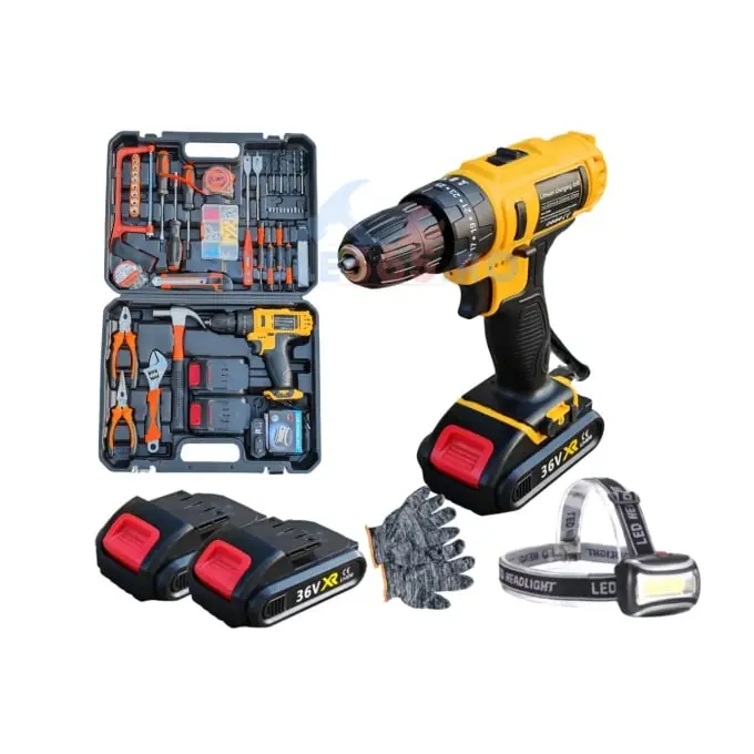 Reducere de preț Masina de insurubat bormasina cu 2 acumulatori 120 Piese, 36V 8AH, Trusa cu valiza transport, CMP1190