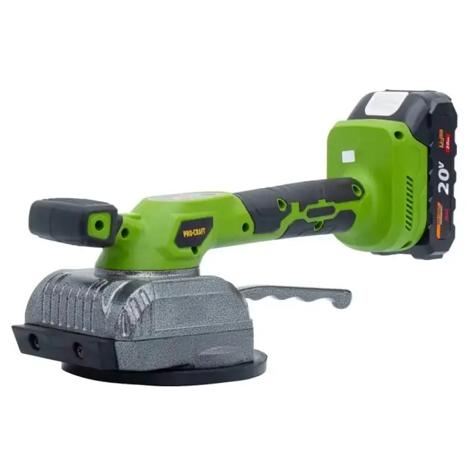 Mai ieftin Ventuza pentru gresie cu 1 acumulator si incarcator, 20v, 2AH, 15.000 vibratii/min, 75kg, 130mm, PROCRAFT PTM20