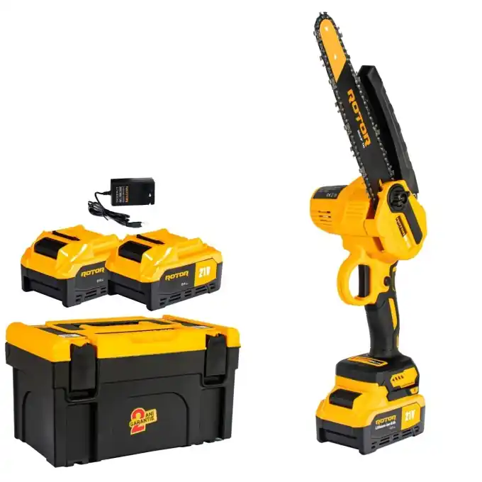Mini drujba electrica cu 2 acumulatori 21V, 4Ah, 200mm, cutie transport inclusa ROTOR RMC218 Cel mai bun preț