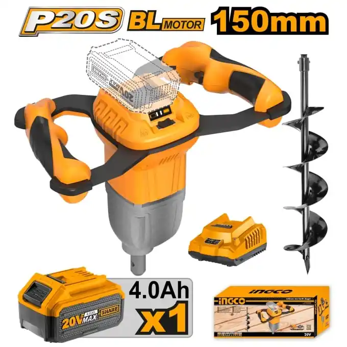 Calitate înaltă Motoburghiu electric brushless, 20V cu 1 Acumulator 4Ah, 150x800mm, Ingco CEALI208011