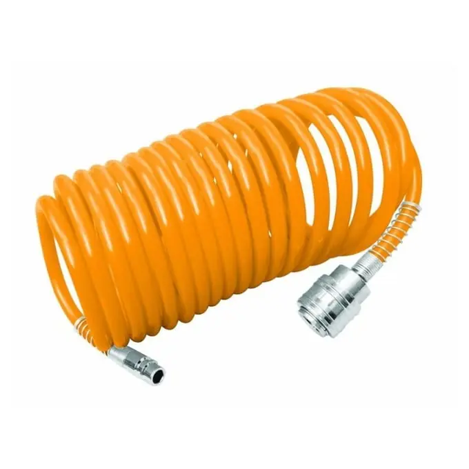 Reducere de preț Furtun Spiralat Aer 5M INGCO AH1051 – Polietilena Flexibila, Presiune Maxima 12 Bari, Cuplaj Rapid 1/4”