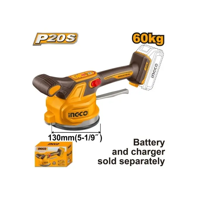 Vibrator cu ventuza pentru placi ceramice 20V, diametru 130mm, 60kg, fara acumulator INGCO CTVLI2001 Mai ieftin