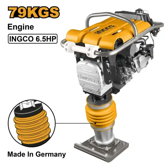 Mai Compactor 6.5cp, 79kg, 10kN, rata impact 450-660 rpm, talpa 33x29cm Ingco GRT75-2E Premium