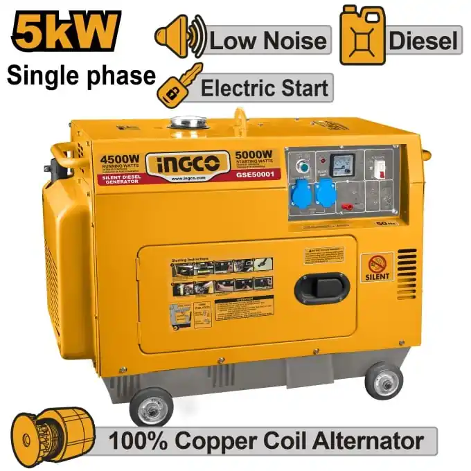 Bestseller Generator curent 5KW - 220V Silentios, Diesel 9 CP, Ingo GSE50001