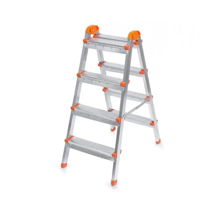 Scara pliabila din otel 4+4 trepte, 86cm inaltime, 120kg, 4.9kg R4.4S Preferatul clienților