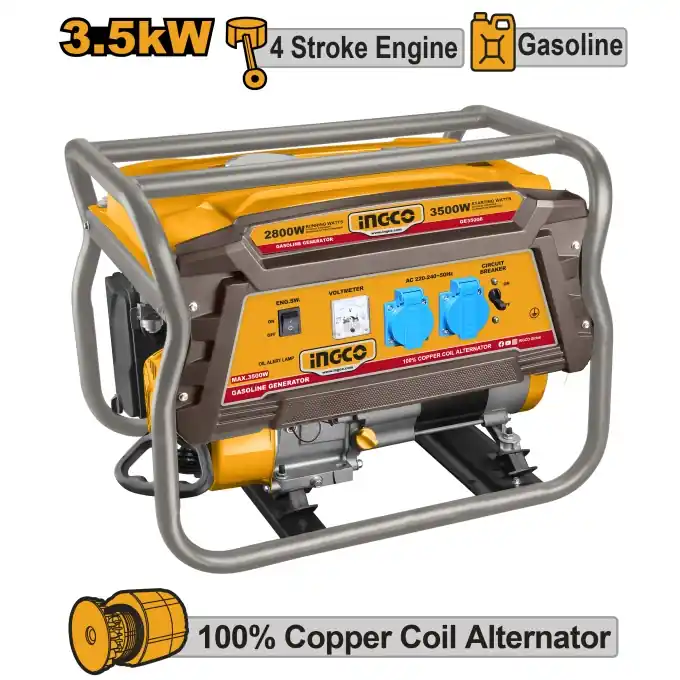 Calitate înaltă Generator curent electric, 3.5KW, 4 timpi, benzina, Ingco GE35006