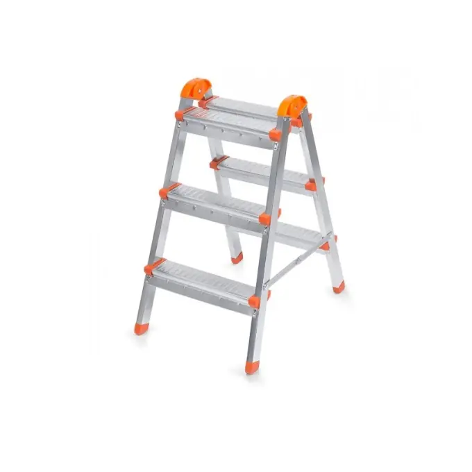 Scara pliabila din otel 3+3 trepte, 64cm inaltime, 120kg, 3.8kg Perilla 12503 Livrare rapidă