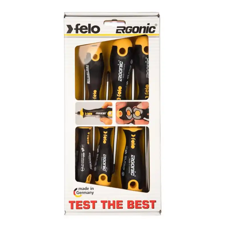 Set de surubelnite Ergonic Profesional - seria 400, 6 piese , 2 x Slot 400, 2 x Pozidriv 401, 2 x Philips 402, Felo Ieftin