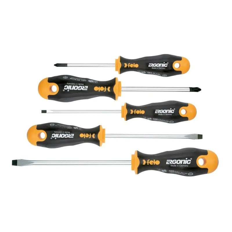 Ofertă specială Set de surubelnite Ergonic Profesional - seria 400, 5 piese , 3 x Slot 400, 2 x Pozidriv 401, Felo