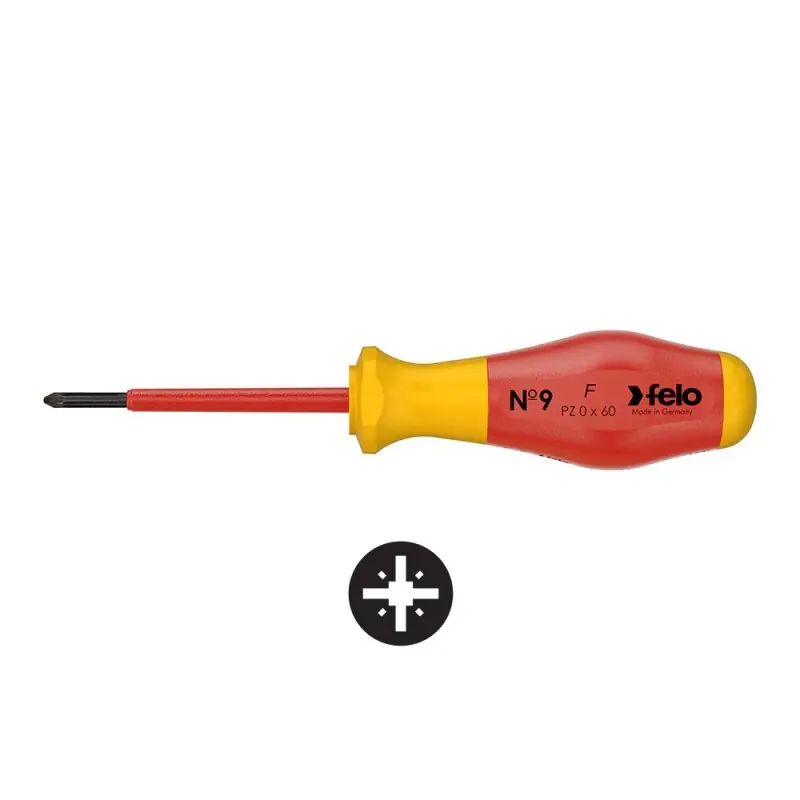 Surubelnita No9 VDE, tip 915 Pozidriv - lama cu profil circular - seria 900 , Felo Plată sigură