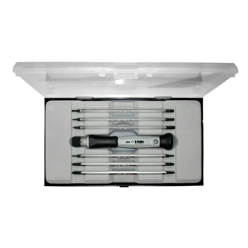 Nu rata Set surubelnite profesionale de precizie cu lame detasabile cu varf dublu (maner + 6 lame)7 piese, Felo