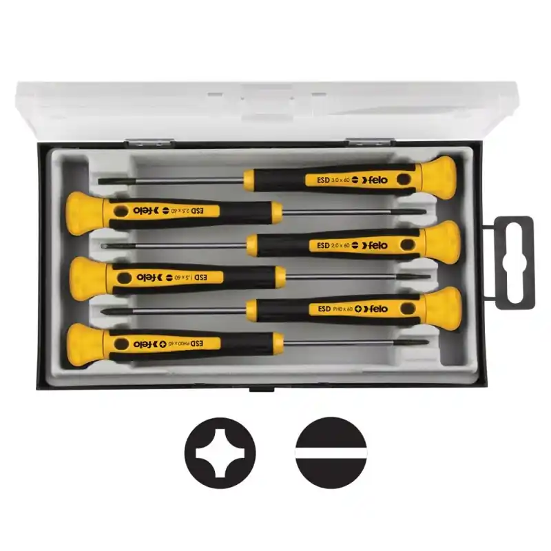 Seturi de surubelnite de precizie lama cu profil circular - seria 240, 6 piese, 4x Slot, 2x Phillips, Felo Lichidare de stoc