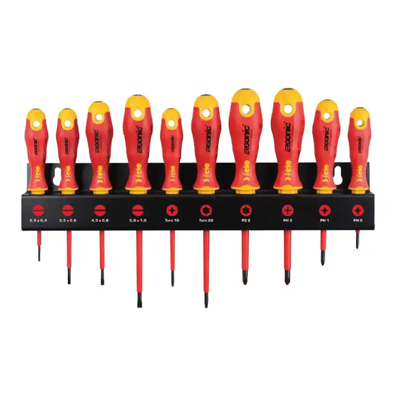 Cel mai bun preț Set de surubelnite si suportRack , 10 piese, componenta 4 x Slot,1 x Pozidriv,2 x Torx, Felo