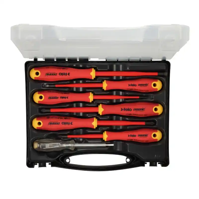 Popular Seturi de surubelnite Ergonic E-Slim VDE, 7 piese (caseta plastic), 3 x Slot, 2 x Philips, 415 Pozidriv, tester, Felo