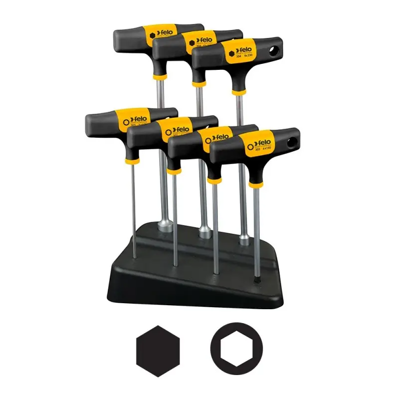 Reducere extra Seturi de surubelnite cu maner T - seria 300, 7 piese, 4x Inbus 303, 3x Inbus 304, Felo