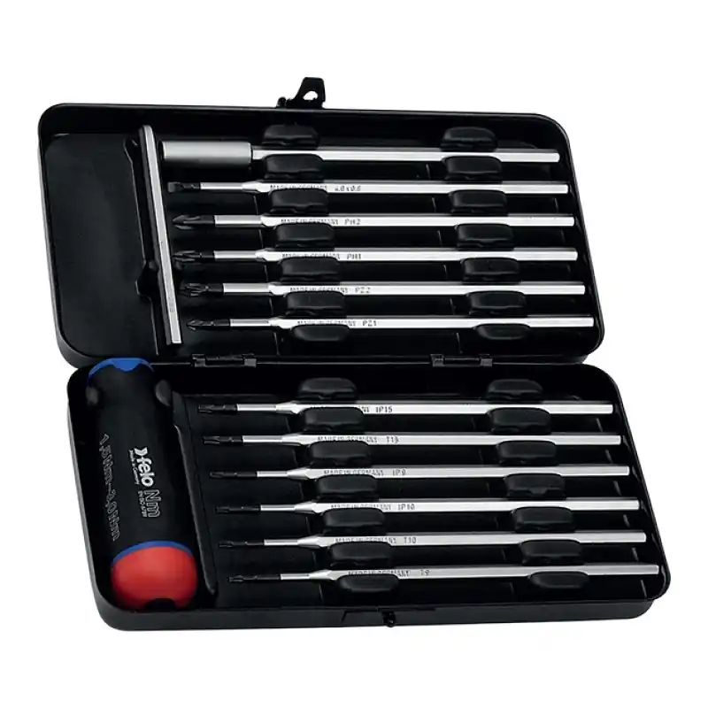 Trusa de surubelnite Profesional Nm cu moment de torsiune reglabil ( 1.5 - 3.0 Nm ) - 14 piese in caseta metalica, Felo Cumpără acum