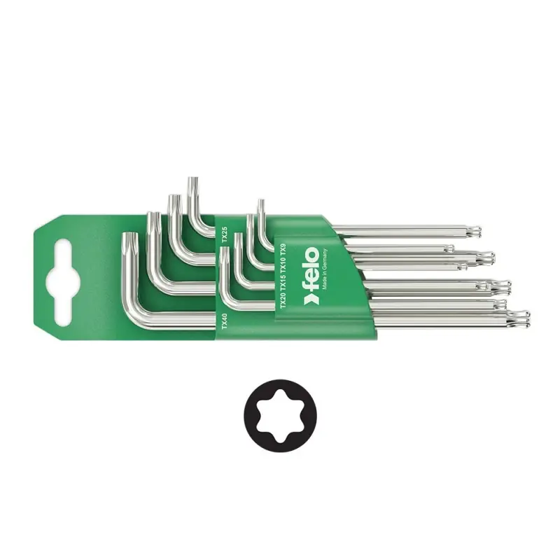 Set surubelnite vinclu Torx, lungi, nichelate, 8 piese, Cap Sferic, Felo Reducere