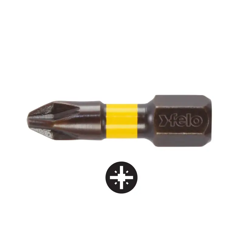 Bit de Impact - forma C, lungime 25 mm, tipul pozidriv, Felo Plată securizată