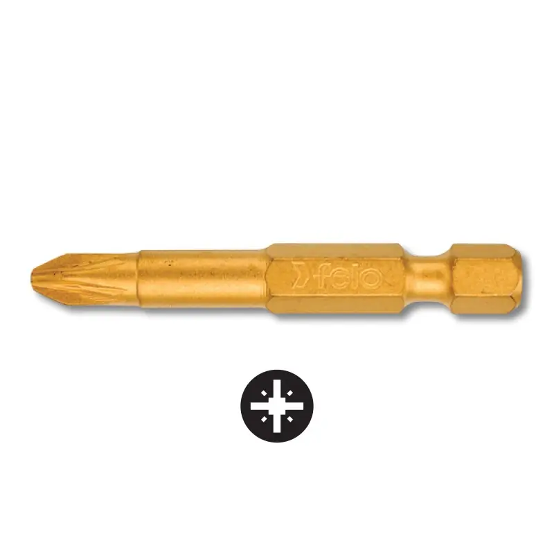 Bit TiN - forma E, lungime 50 mm, tipul pozidriv, Felo Retur ușor