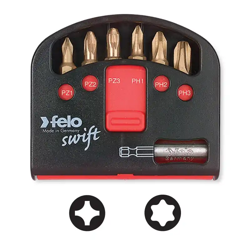 Reducere extra Set Felo Swift, model Industrial Pz, Ph, Pozidriv, Philips, (cap magnetic inclus), Felo