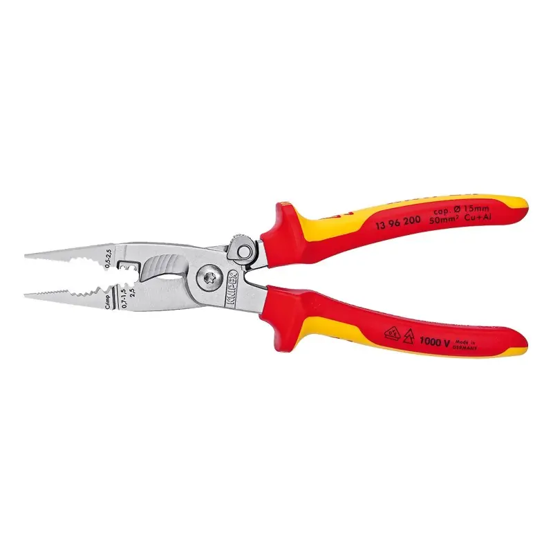 Ultima șansă Cleste multifunctional pentru electricieni, cu suprafata cromata si manere cu manson bicomponent VDE 1000 V, Knipex
