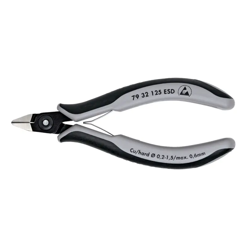 Clesti pentru electronica SuperKnips, cap ascutit, suprafata brunata lustruita si manere cu manson bicomponent, Knipex Retur ușor