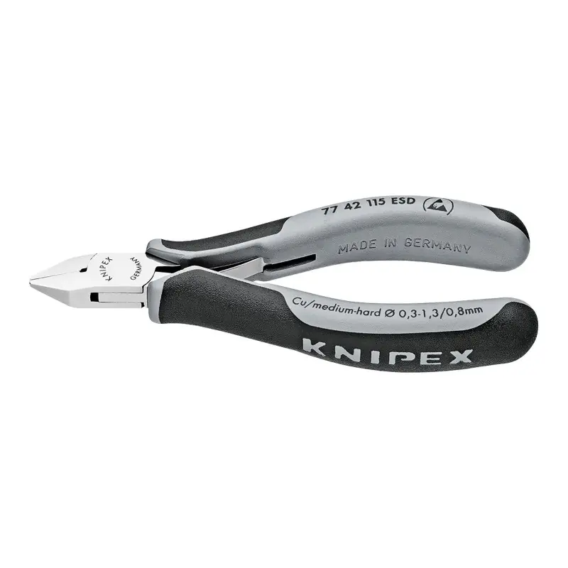 Cleste diagonal cu cap ascutit si plat pentru electronisti, ESD, cu taiere fara inclinare, Knipex Plată sigură